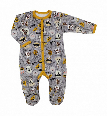 Человечек для девочки Маленькие люди Собачки р.68 серый 