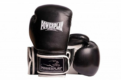 Боксерские перчатки PowerPlay р. 8 8oz 3019 черный с белым