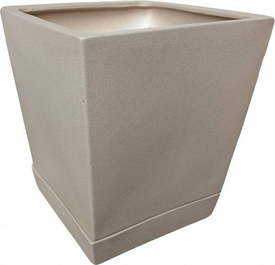 Горшок керамический Larsan с поддоном квадратный 7 л бежевый 