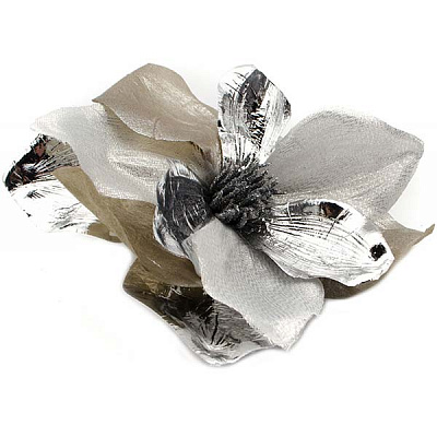 Прикраса новорічна Магнолія HD-P71195A-SL срібляста 15 см