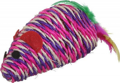 Іграшка для котів Topsi Мишка з повсті з пір'ям 7см 1662