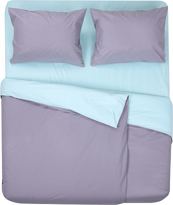 Комплект постільної білизни Моно сімейний сірий із блакитним La Nuit