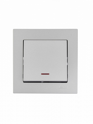 Выключатель одноклавишный Lezard Vesna с подсветкой серый 742-3588-111