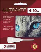 Капли Ultimate против блох, клещей, вшей и власоедов для котов 4-10 кг