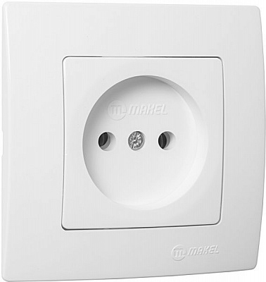 Розетка без заземлення Makel Lillium Natural Kare без шторок білий 32001022