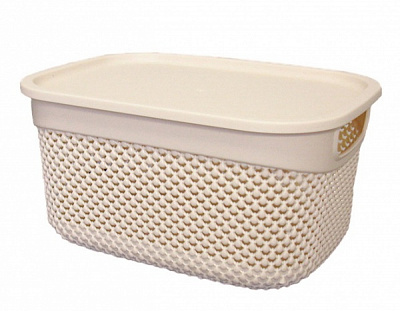 Корзина Ucsan Plastik DROP прямоугольная с крышкой кремовый 