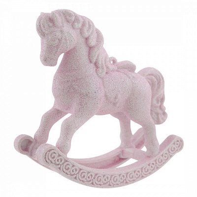 Украшение новогоднее MIS LT Лошадка-качалка 12 см розовый