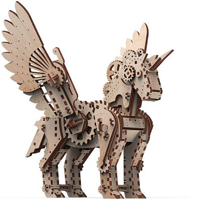Дерев'яний 3D-конструктор Mr.Playwood Механічний єдиноріг S 10604