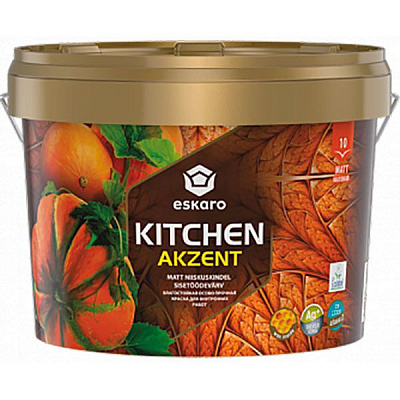 Фарба акрилова Eskaro Akzent Kitchen ТR мат база під тонування 9л 9кг