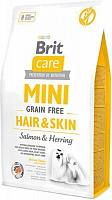Корм Brit Care Mini Grain Free Hair & Skin з лососем та оселедцем, 2кг, 170782