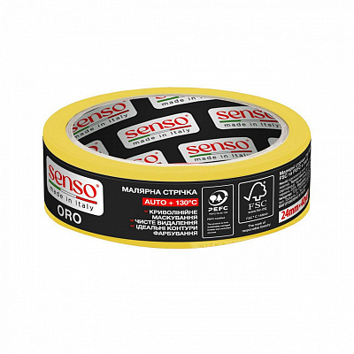 Стрічка малярна SENSO ORO AUTO + 130 °C 24 мм 36,6 м жовтий