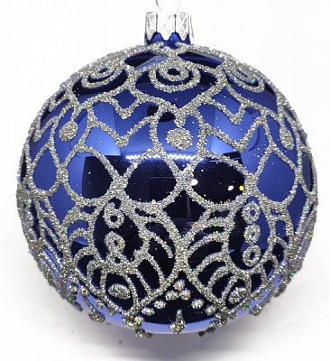 Шар новогодний 100 мм синий 9513-1