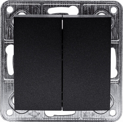 Выключатель двухклавишный LXL Tesla TLXL3504A без подсветки графит 3504A graphite