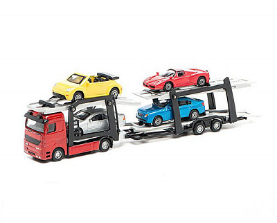 Игровой набор Технопарк 1:43 Автоперевозчик и 4 легковые машинки CT-1240WB