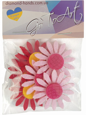 Декор из фетра GoToArt Ромашка 4 см 6 шт. розовый/красный