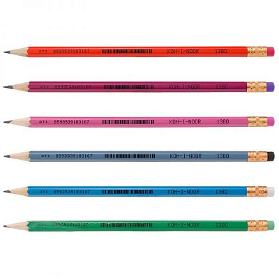 Олівець графітний Astra з гумкою в асортименті 1380 Koh-i-Noor