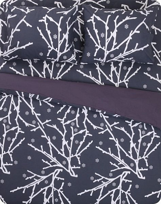 Комплект постельного белья Веточка 1,5 серый с рисунком Rigel 