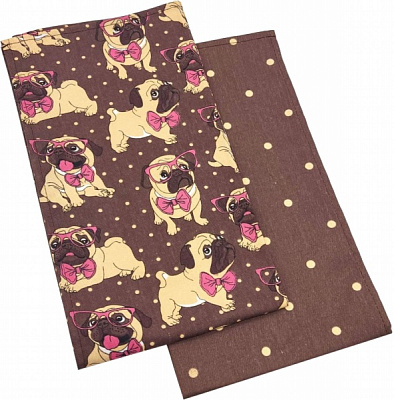 Набір рушників кухонних Мопси + Горошки 35x61 см Simi коричневий