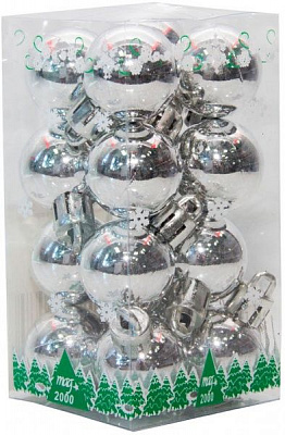 Набор игрушек шары серебристые глянцевые Девилон 890575 d25 мм 16 шт./уп. 