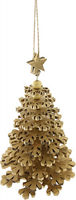 Подвеска Снежинка 16 см золотой 1220280