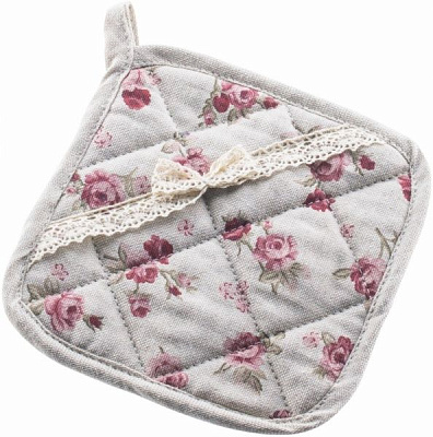 Прихватка Red Rosе с кружевом 20x20 см бежевый Прованс 