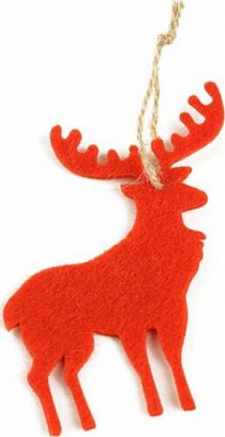 Декорация новогодняя Олень фетр красный 12х10см 