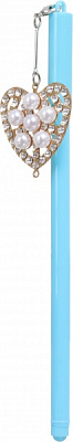 Ручка гелевая Жемчужное сокровище сердце голубая 