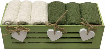 Набір рушників кухонних Hearts olive 6 шт. 30x30 см