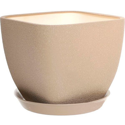 Горшок керамический Ориана-Запорожкерамика Ноктюрн №3 шелк капучино квадратный 1,8л капучино (106-3-051) 