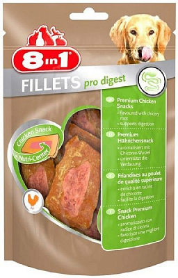 Снеки 8in1 для собак Куряче філе для покращення травлення 80 г