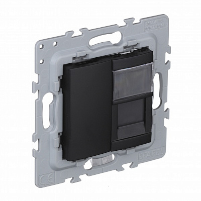 Розетка с заземлением Efapel Latina IP20 черный матовый 4797112 SPM