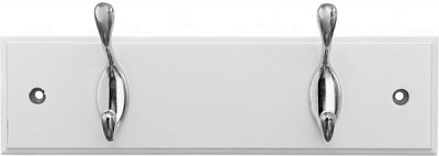 Вішалка на планці 25x7x1.5 см 2 гачка нікель/білий