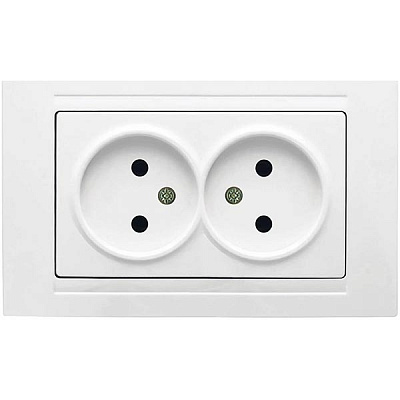 Розетка подвійна без заземлення Gunsan Moderna без шторок білий MD 29 11 149