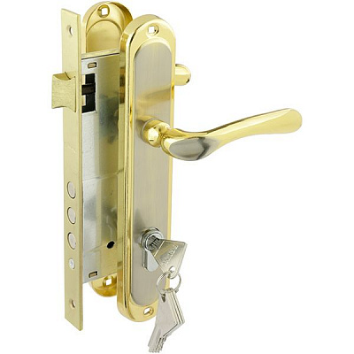 Замок врезной с ручками Bruno 910K6 PZ 85 мм золотой