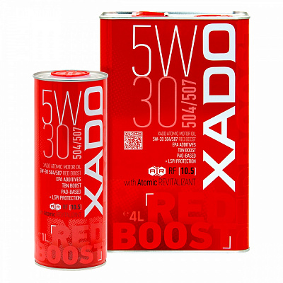Моторное масло синтетическое XADO 504/507 RED BOOST 4 л + 1 л 5W-30