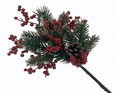 Веточка декоративная № 2 с калиной 43 см 