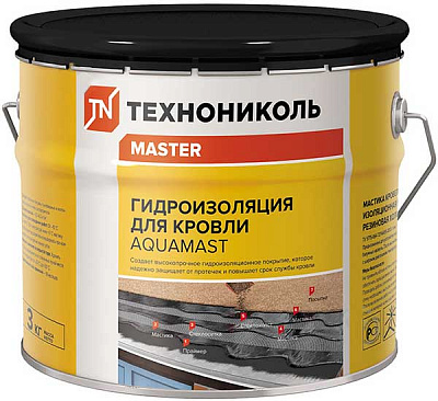 Мастика бітумно-гумова TECHNONICOL Aquamast для покрівлі 3 л