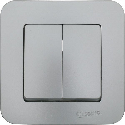 Выключатель двухклавишный Makel Lillium Natural без подсветки 10 А 250В серебристый