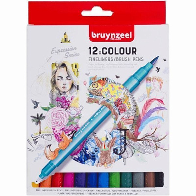 Набор линеров-кистей Bruynzeel Brushpen 12 цветов 
