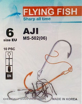 Крючок Flying Fish Aji №6 10 шт. MS-502(06)