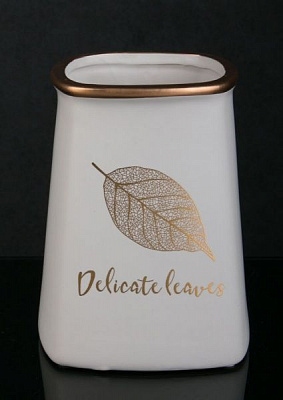 Ваза Leaves15х17 см белая