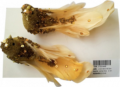 Набір новорічних декорацій Пташка 2 шт. 14 см EPI-D103144AB