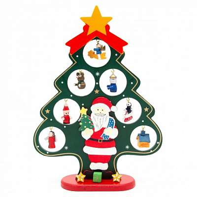 Искусственная елкана деревянной подставке 27 см 060504 зеленый 