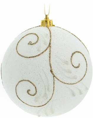 Шар новогодний Метель белый с золотистым
