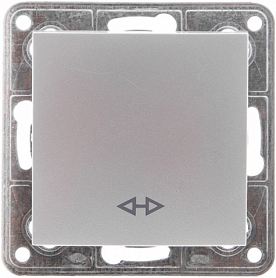 Переключатель перекрестный одноклавишный LXL Tesla без подсветки серебряный 3530A silver