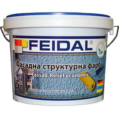 Рельєфна фарба акрилова структурна Feidal Fassad-Relief economic мат білий 5л