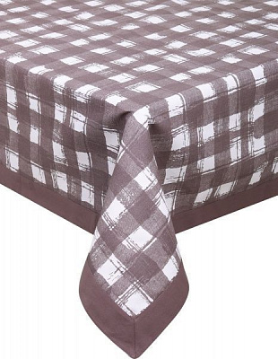 Скатерть клетка с рамкой капучино 140x180 см капучино Домашній текстиль 