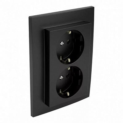 Розетка подвійна кінцева подвійна із заземленням Efapel Apolo IP20 графіт 50331 TGR