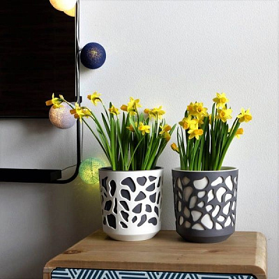 Горщик для квітів Lamela Дует 250 круглий 13,7л крем/антрацит