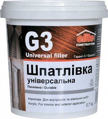 Шпаклевка Elite Construction Финишная Универсальная усиленная Гарант-3 1,5 кг